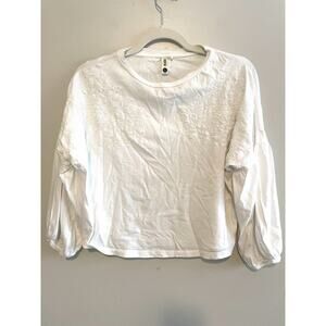 Indian Emporium Size S White Embroidered Top Short Cropped Length